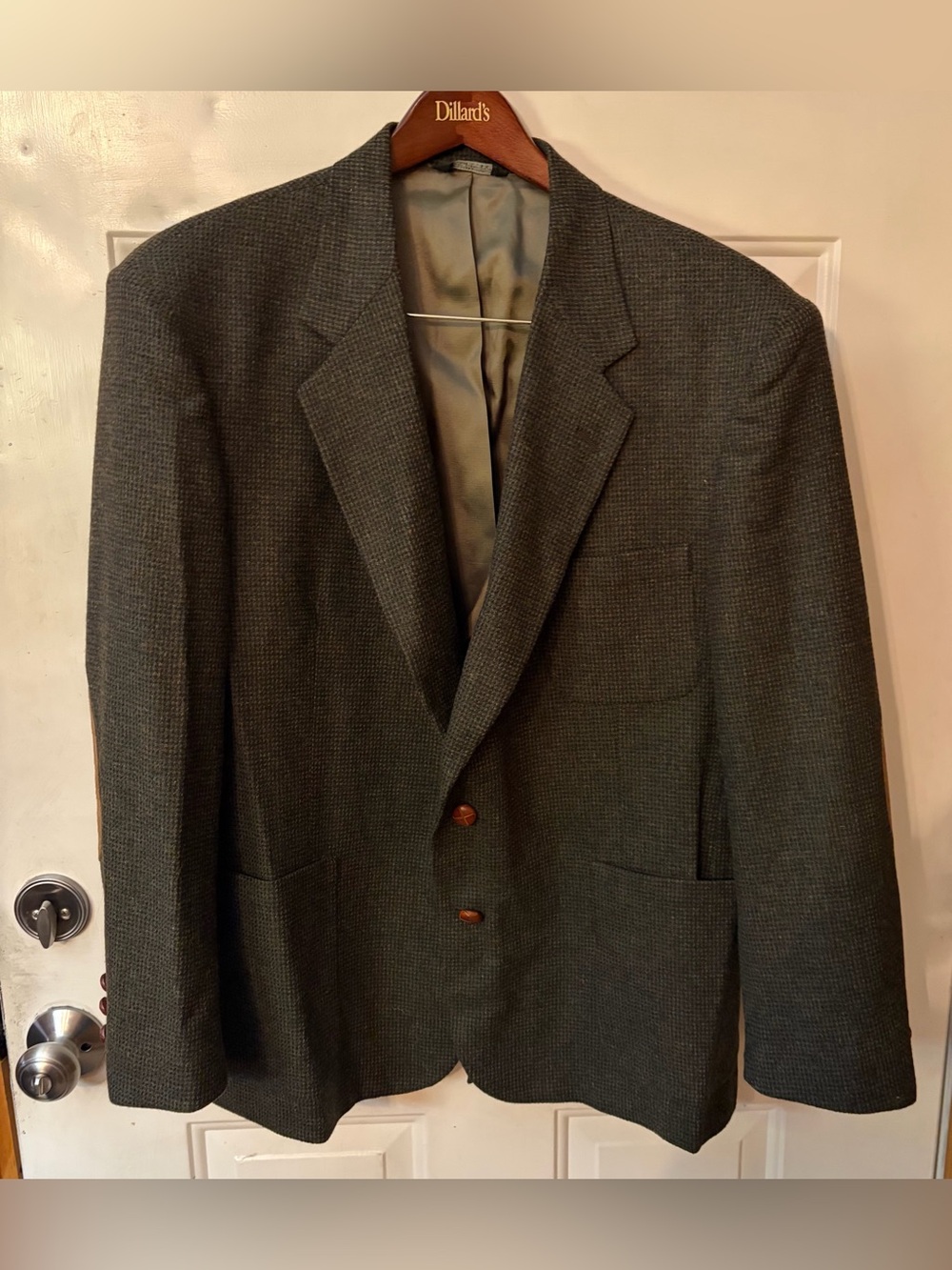Vintage Mark Alexander Tweed Blazer Suede Elbow Patches 46R